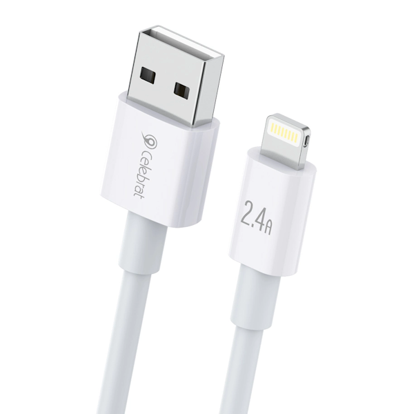 CELEBRAT καλώδιο Lightning σε USB CB-24L, 2.4A, 1.2m, λευκό